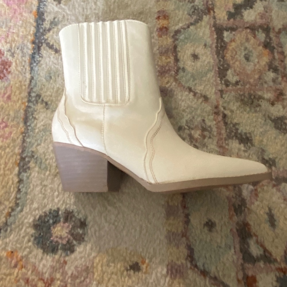 White ankle western booties